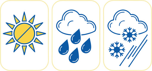 Scalable weather icons sun rain snow design elements for branding