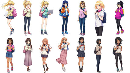 Obraz premium drawing, back to school, anime style, japanese drawing style, transparent background