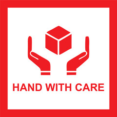 Common packaging & warning symbols with curved frame. Handle with care, vector icon