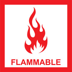 Common packaging & warning symbols with curved frame. Flammable vector icon