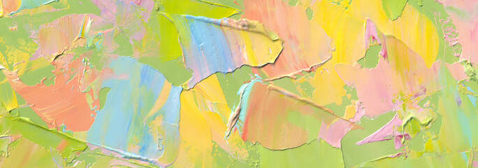 Multicolor oil paint strokes texture as summer abstract background for positive wallpaper, picturesque pattern, art print, etc