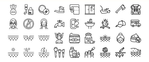 Skincare Icons Set Black Line Art Illustrations vector