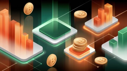 Abstract visualization of cryptocurrency trading and blockchain technology concepts