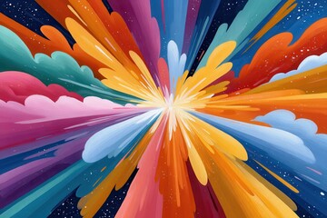 Colorful radial burst of energy in abstract vibrant explosion artwork