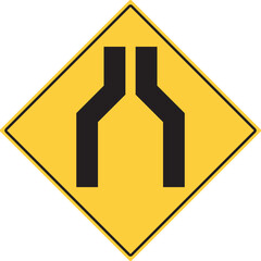 Vector illustration of a road narrowing sign
