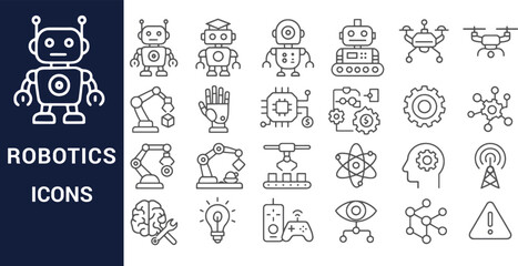 Collection of Robotics Icons AI, Automation, and Technology Symbols