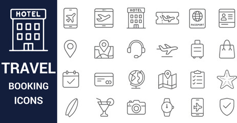 Travel Booking Icons A Comprehensive Set of Line Icons for Your Website or App