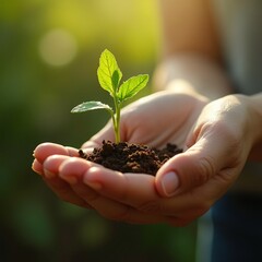 young plant in hands