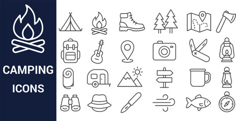 Camping Icons A Comprehensive Collection of Line Art Graphics for Outdoor Adventures