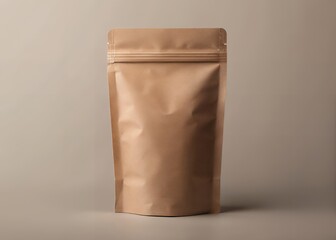 Brown kraft paper stand up pouch packaging mockup