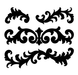 Elegant Black shadow Flourish Ornament Vector Set collection in vintage baroque and Victorian style. Perfect for invitations, greeting cards, tattoos, logos, and decorative frames. classic design