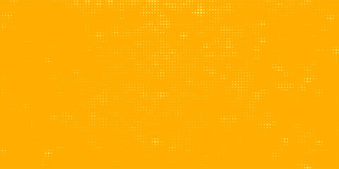 Yellow halftone pattern. Retro comic gradient background. Bright orange pixelated dotted texture overlay. Cartoon pop art faded gradient pattern.