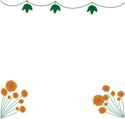 A Charming Floral Frame Featuring Delicate Orange Flowers and Lush Green Leaves, Perfect for Invitations or Announcements