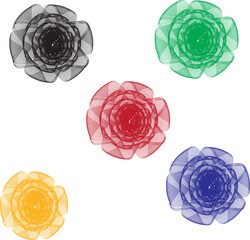 A Collection of Five Abstract Floral Designs in Vibrant and Bold Colors, Representing a Modern Artistic Expression.