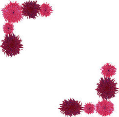 A Delicate Corner Border of Vibrant Pink and Crimson Pom-Pom Flowers, Perfect for Festive Designs and Invitations