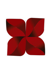 A Striking Crimson Floral Wall Decor, Exquisitely Crafted with Four Intertwined Petals, Adds a Touch of Modern Elegance to Any Interior Space.