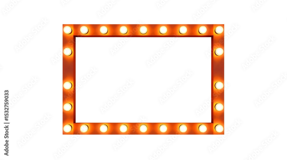 Wall mural empty rectangular lamp frame with light bulb isolated on transparent background