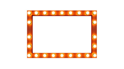 Empty rectangular lamp frame with light bulb isolated on transparent background