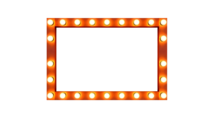 Empty rectangular lamp frame with light bulb isolated on transparent background