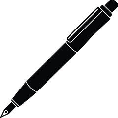 Black fountain and ballpoint pen vector illustration isolated on white background