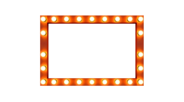 Empty rectangular lamp frame with light bulb isolated on transparent background