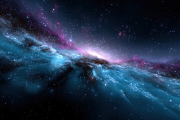 Obraz premium Vibrant Galaxy and Nebula in Deep Space, Representing Cosmic Exploration and Scientific Discovery, Suitable for Astronomy Education and Space Travel Promotion : Generative AI