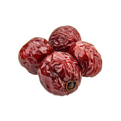 Close-up of Four Shiny Red Jujubes, Dried Chinese Dates