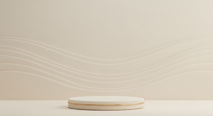 Elegant beige platform with wavy backdrop