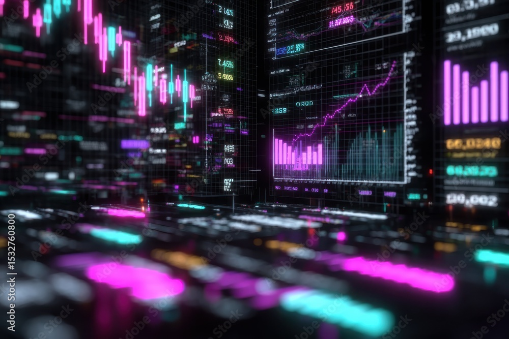 Aufkleber abstract stock market data visualization with glowing charts, representing financial analysis and in
