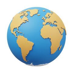 A 3D globe showing continents and oceans, symbolizing Earth and global connection.