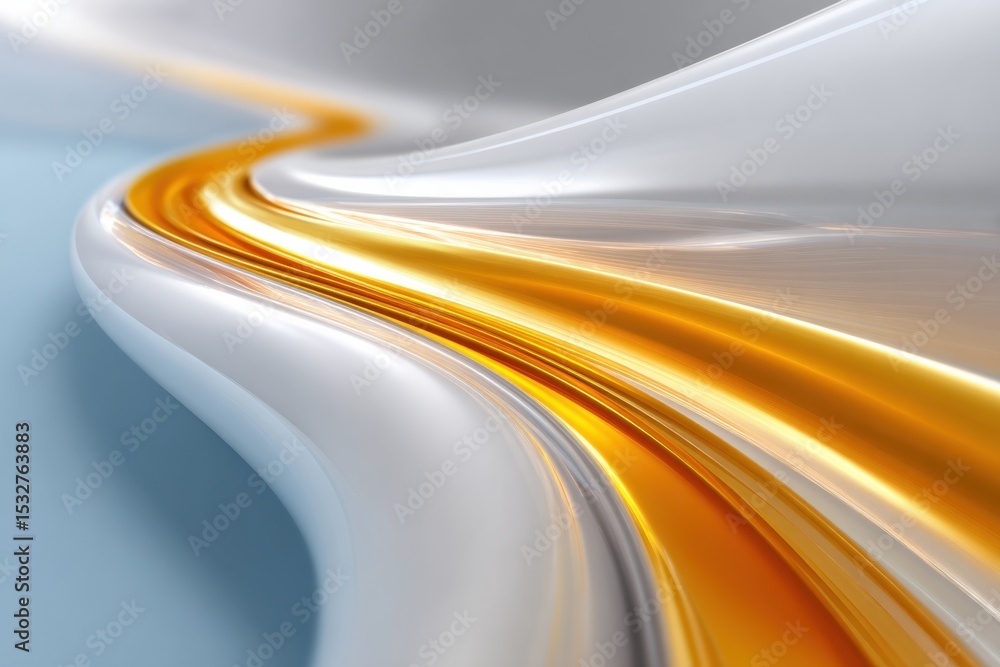 Poster abstract golden and silver metallic wave, ideal for modern technology and innovation concepts, repre