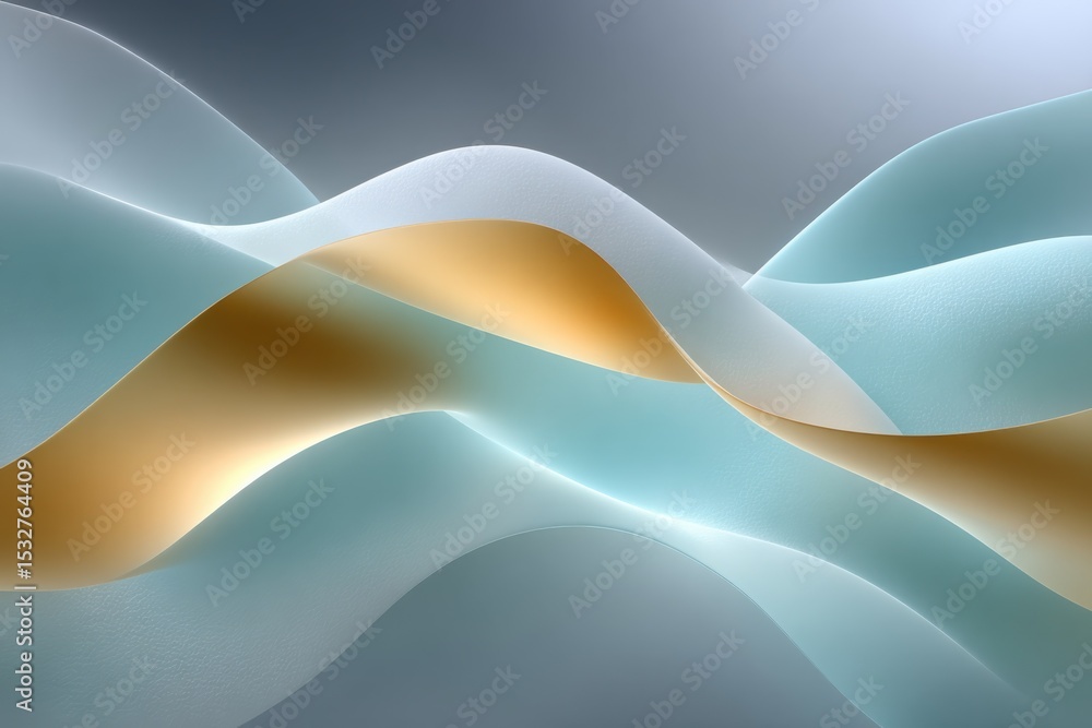 Poster abstract wavy ribbons in blue and gold, ideal for modern technology and innovation presentation back