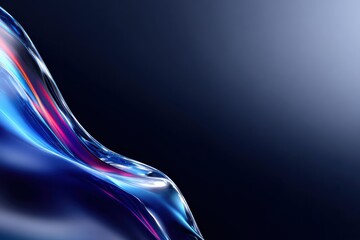 Abstract Flowing Blue and Purple Glass Shape on Dark Background, Ideal for Technology Innovation and Futuristic Product Presentation : Generative AI