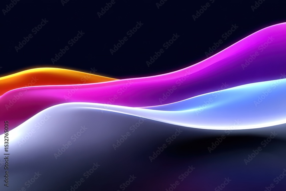 Poster colorful luminous waves on dark background, symbolizing innovation and modern technology for busines