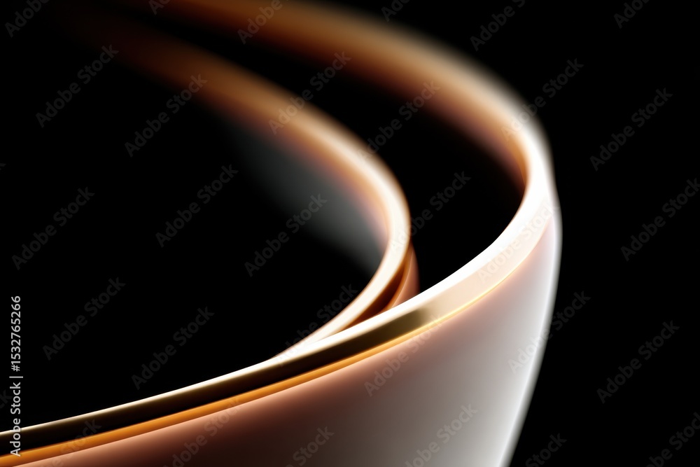 Poster abstract golden ribbon curves on black, illustrating luxury and sophistication for high-end branding