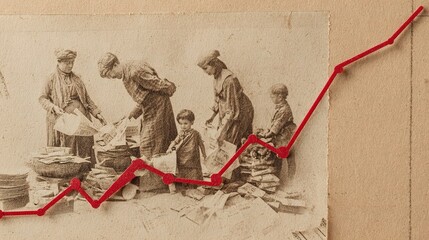Historical Inflation Trendline with People and Rising Graph Illustration