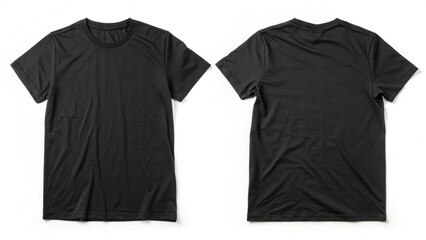 Simple black round-neck tee, presented from both front and rear perspectives for e-commerce.