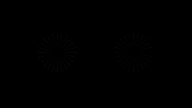 Dynamic cartoon fireworks visual featuring hand-drawn circle explosions, zigzag stroke bursts, and randomly popping line shapes with vibrant white glow effects on deep black screen in 4K resolution.