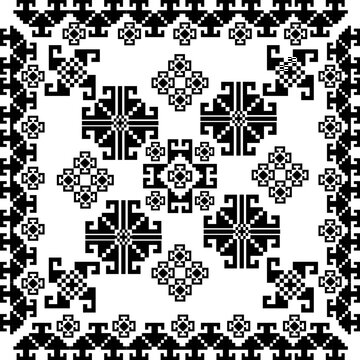Pixel art ethnic, Pattern fabric pixel, design for background, clothing, decorative, drapery, cloth embroidery, geometric pixel art, handcraft, wallpaper, carpet, bag, card, cushions, Print, ethnic