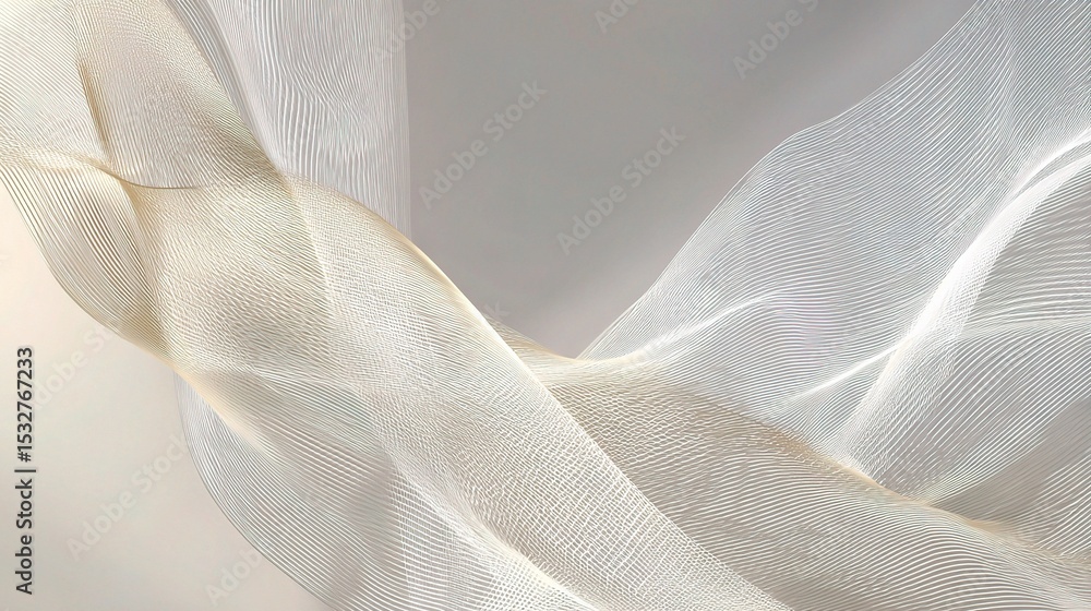 Aufkleber flowing abstract white wave shapes intersecting in soft light