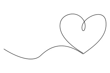 Heart continuous single line art drawing. Hand drawn doodle heart outline vector illustration
