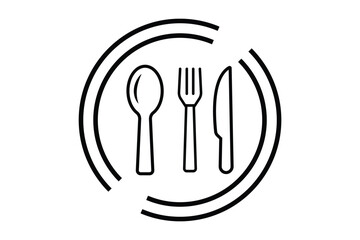 Fork, knife and plate icons set
