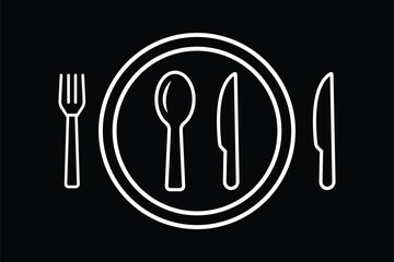 Silverware solid monochrome icon set. Fork, Spoon
