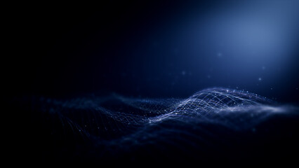 Abstract particle motion with vibrant colors, digital flowing particles, VR, futuristic sci-fi, tech innovation, and immersive cyber space background