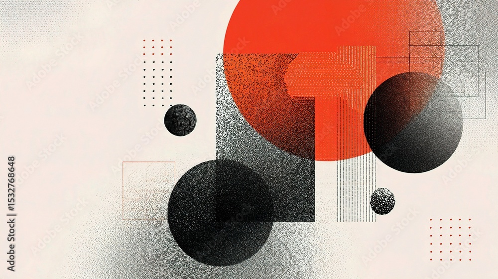 Poster monochromatic layout of different graph shapes overlaid on design