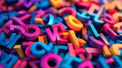 Fototapeta premium A collection of colorful letters forming a vibrant tag cloud representation of ideas and concepts in bright colors