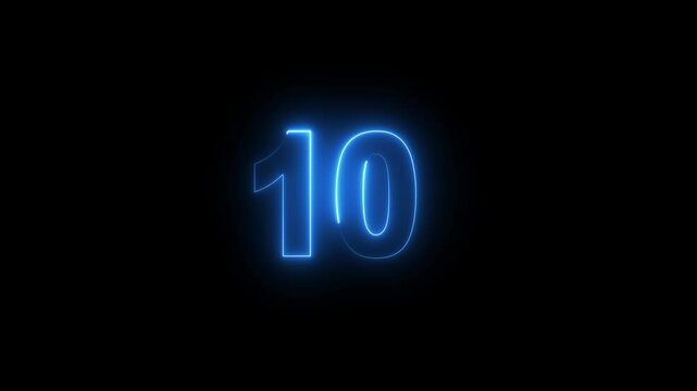 neon text 10 number countdown icon background 4k animation .Neon number 10 with alpha channel, neon numbers, Bright neon glowing number 10, Energy Neon cyan Number 10 Animation Number 10 text concept - Powered by Adobe