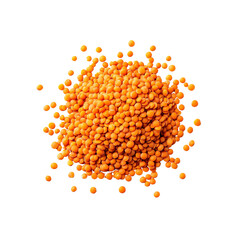 Heap of Red Lentils Isolated on Black Background