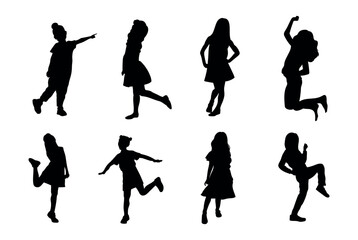 Toddler Girl Silhouette Vector
