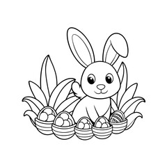 Obraz premium Bunny Hiding Easter Eggs Printable Sheet